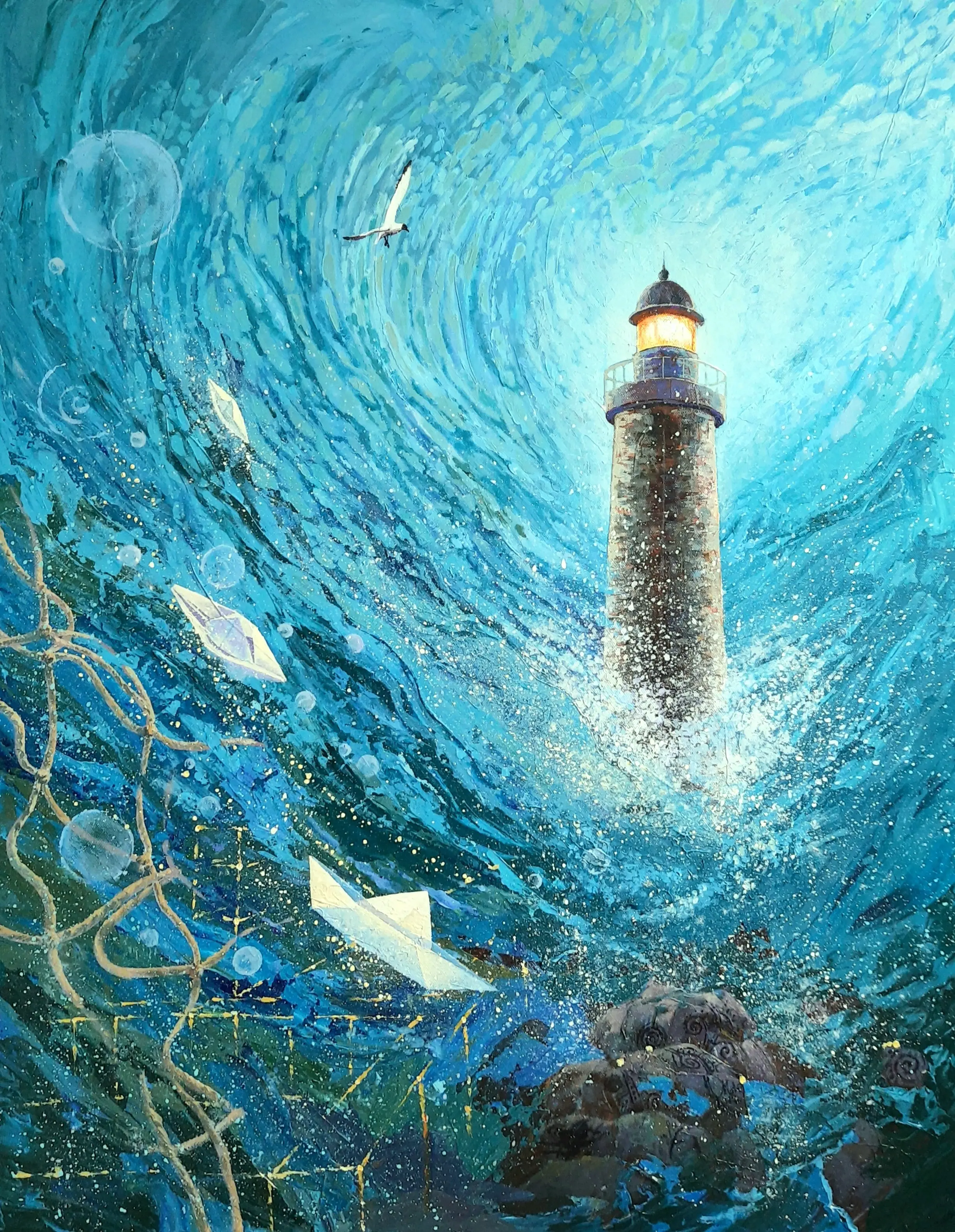 Lighthouse — acrylic on canvas painting