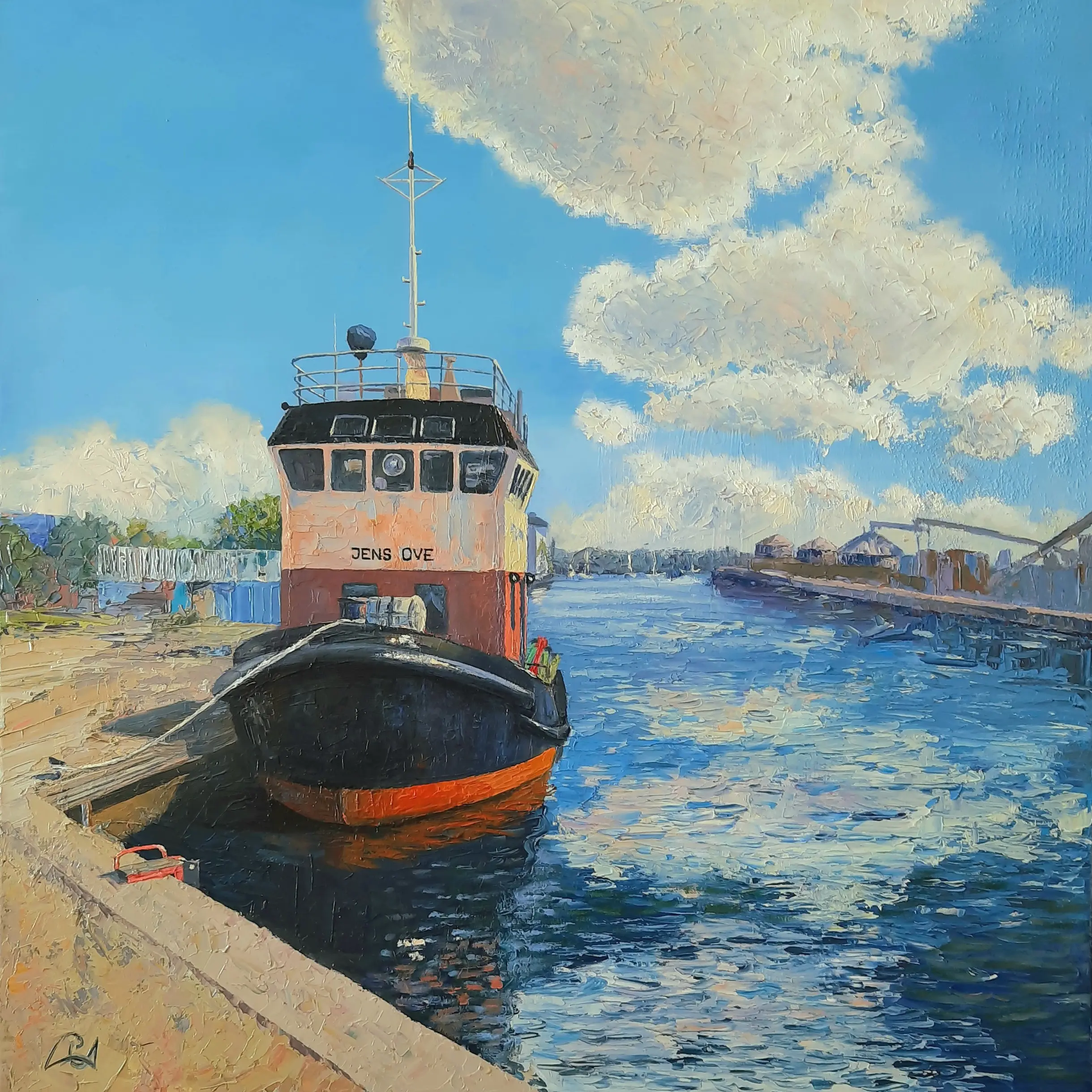 Near the river — oil on canvas painting
