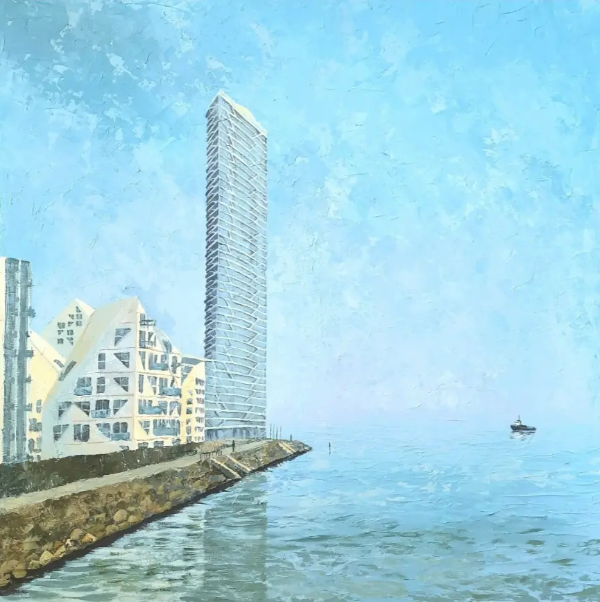 City and Sea. Aarhus — acrylic on canvas painting